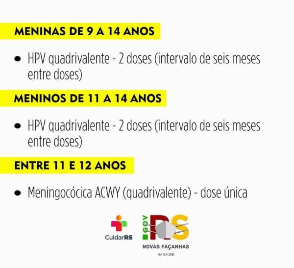 Calendário Nacional de Vacinação das Crianças e Adolescentes Calendário Nacional de Vacinação das Crianças e Adolescentes