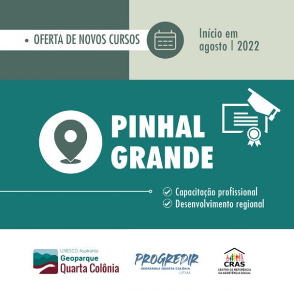 GEOPARQUE: CRAS ABRE INSCRIÇÕES DE DOIS CURSOS ATRAVÉS DO PROGRAMA PROGREDIR DO PROJETO GEOPARQUE QUARTA COLÔNIA GEOPARQUE: CRAS ABRE INSCRIÇÕES DE DOIS CURSOS ATRAVÉS DO PROGRAMA PROGREDIR DO PROJETO GEOPARQUE QUARTA COLÔNIA