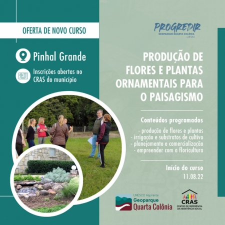 GEOPARQUE: CRAS ABRE INSCRIÇÕES DE DOIS CURSOS ATRAVÉS DO PROGRAMA PROGREDIR DO PROJETO GEOPARQUE QUARTA COLÔNIA GEOPARQUE: CRAS ABRE INSCRIÇÕES DE DOIS CURSOS ATRAVÉS DO PROGRAMA PROGREDIR DO PROJETO GEOPARQUE QUARTA COLÔNIA