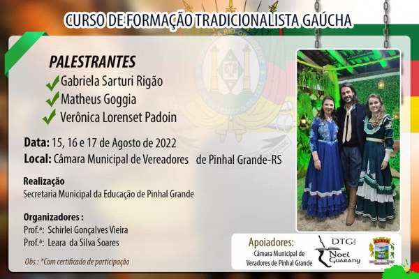 TRADIÇÃO: SECRETARIA DE EDUCAÇÃO PROMOVE CURSO DE FORMAÇÃO TRADICIONALISTA GAÚCHA PARA PROFESSORES DA REDE MUNICIPAL TRADIÇÃO: SECRETARIA DE EDUCAÇÃO PROMOVE CURSO DE FORMAÇÃO TRADICIONALISTA GAÚCHA PARA PROFESSORES DA REDE MUNICIPAL