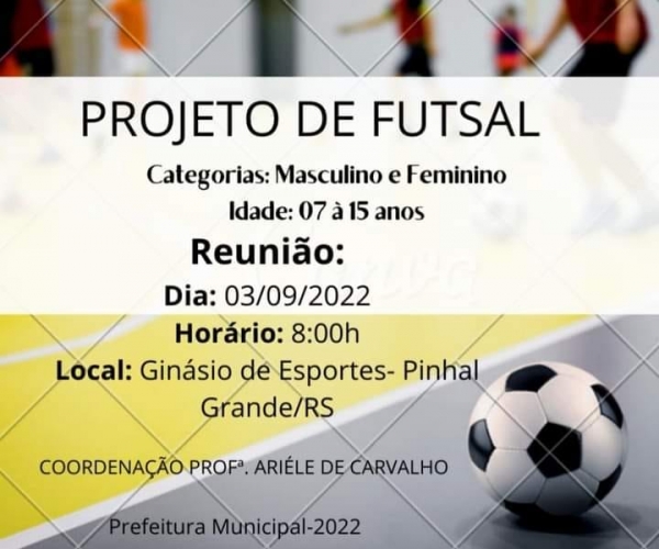 ESCOLINHA: SECRETARIA DE EDUCAÇÃO DESENVOLVE PROJETO DE FUTEBOL DE SALÃO PARA ALUNOS DA REDE MUNICIPAL ESCOLINHA: SECRETARIA DE EDUCAÇÃO DESENVOLVE PROJETO DE FUTEBOL DE SALÃO PARA ALUNOS DA REDE MUNICIPAL