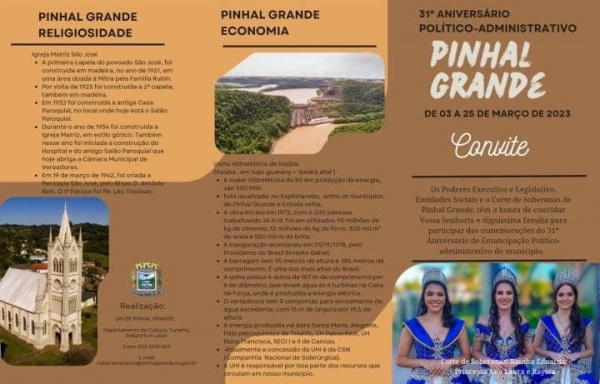 31º ANIVERSÁRIO POLÍTICO-ADMINISTRATIVO DE PINHAL GRANDE - DE 03 A 25 DE MARÇO 31º ANIVERSÁRIO POLÍTICO-ADMINISTRATIVO DE PINHAL GRANDE - DE 03 A 25 DE MARÇO