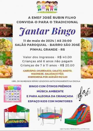 ESCOLA JOSÉ RUBIN FILHO CONVIDA PARA O SEU JANTAR BINGO EM HOMENAGEM AS MÃES ESCOLA JOSÉ RUBIN FILHO CONVIDA PARA O SEU JANTAR BINGO EM HOMENAGEM AS MÃES
