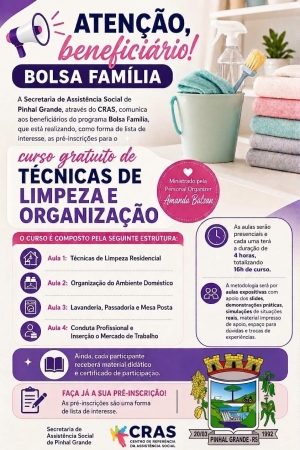 SECRETARIA DE ASSISTÊNCIA SOCIAL REALIZA PRÉ-INSCRIÇÕES PARA CURSO GRATUITO DE QUALIFI...