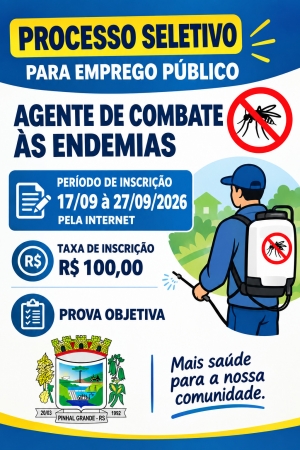 EDITAL Nº 01-2026 - Processo Seletivo Para Emprego Público nº 01-2026 (Agente de Combat...